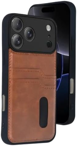 Alternative view of - 17 Pro Max ile uyumlu "17 MAX" SARA Kartlıklı Telefon Kılıfı Lüx Deri Kaplama Arka Kapak - TABA - TABA