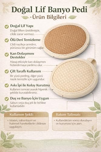 Alternative view of 2’li Paket Bambu Duş Lifi, Tek Yüzeyli Oval Askılı Banyo Lifleri, Hassas Ciltler İçin Doğal Vücut Temizleme, Nazik Peeling ve Masaj Etkili Banyo Aksesuarı