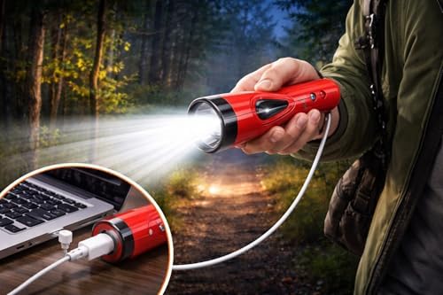 Profesyonel USB Şarjlı LED El Feneri, Güçlü ve Net Işık Performansı, Uzun Süreli Kullanım, Ergonomik Tutma Sapı, Kompakt Tasarım, Kamp,, Araba, Ev ve Acil Durum