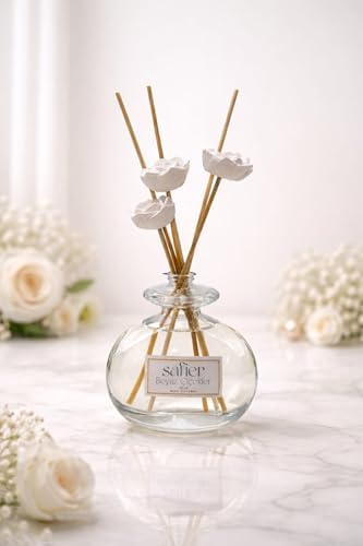 Beyaz Çiçekler Seramik Taş Çiçekli Çubuklu Oda Kokusu Flowers 80 ml