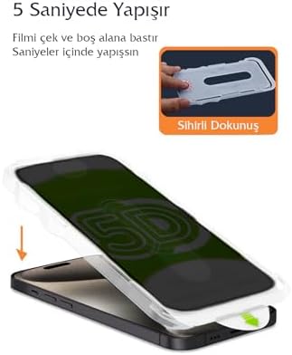 Alternative view of - 17 Air Ekran Koruyucu Hizalama Aparatlı Privacy Hayalet Tam Kaplayan Temperli Cam