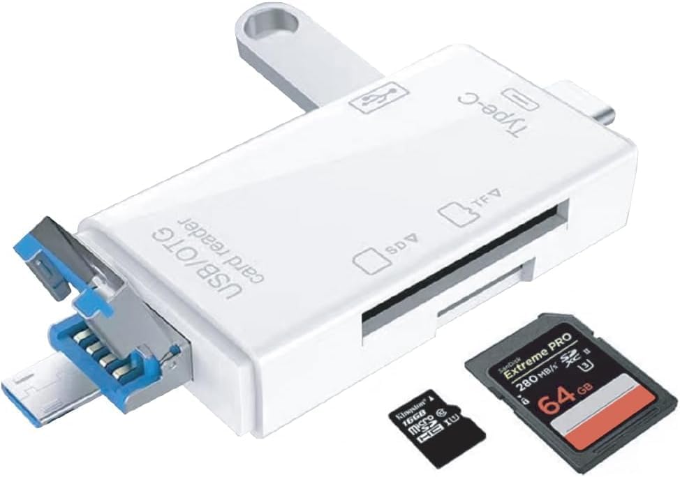 6 in 1 Kart Okuyucu Adaptör, Çoklu USB, OTG, SD Kart, Okuyucu, YD-40 (YD-40 BEYAZ)