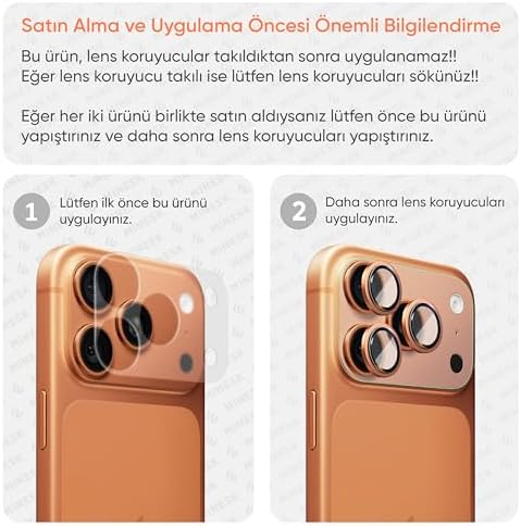 Alternative view of 17 Pro Max için Kolay Kurulum Kamera Adası Lens Etrafı Koruyucu TPU Film – Tam Kaplayan Koruma 2’li Paket (17 Pro Max)