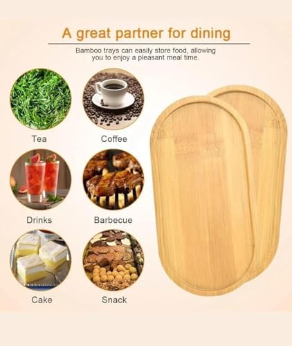 1 Adet Bambu Oval Sunum Ve Servis Tepsisi Yağdanlık Altlığı, | 23 x 12 cm