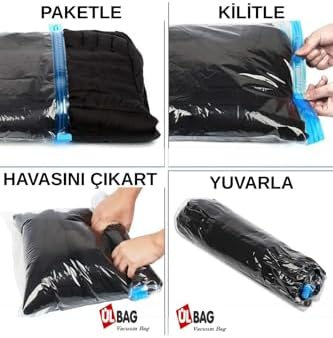 3'lü Vakumlu Seyahat Kamp Poşet Seti - Çorap, Yastık, Nevresim, Havlu, Iç Çamaşırı - Kapaksız