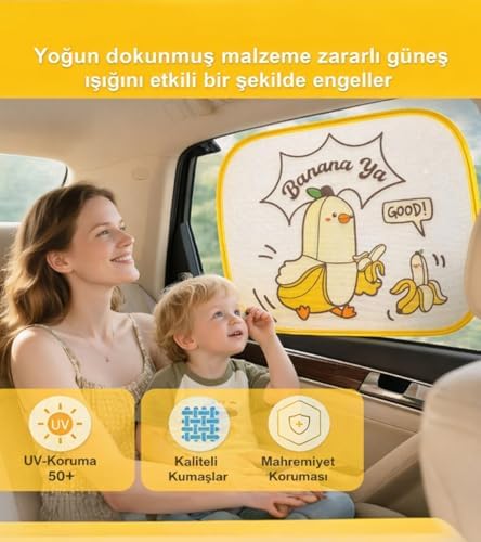 Alternative view of Sarı Bananalı Oto Yan Cam Perdesi, Araba Ön Cam Perdesi, Otomobil Yan Cam Güneşliği,Oto Güneşlik Perde 2 Adet