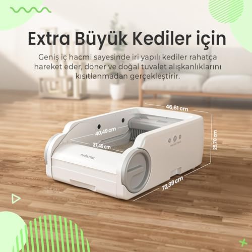 Alternative view of Haustier BLW02 Akıllı Otomatik Kedi Tuvaleti, APP Uygulama Kontrollü, Radar Sensör, Otomatik Temizleme, Geniş Hazne Açık Tasarım