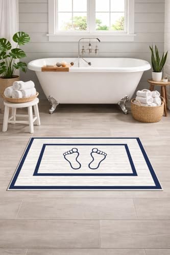 Pelangi Kaymaz Banyo Halısı, Ayak Desenli, Su Emici Süngerli Yüzey, Makinede Yıkanabilir, Modern Stil, Sarı, 40x60 cm