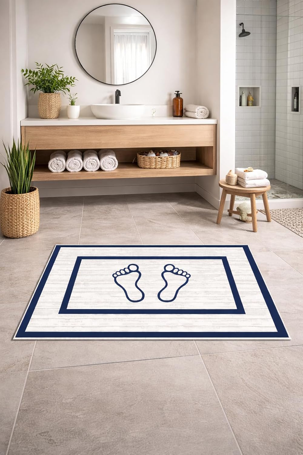 Alternative view of Pelangi Kaymaz Banyo Halısı, Ayak Desenli, Su Emici Süngerli Yüzey, Makinede Yıkanabilir, Modern Stil, Sarı, 40x60 cm
