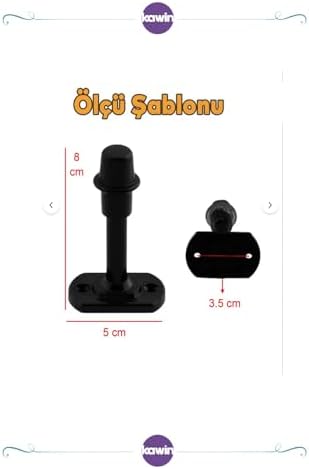Kawin 8 Cm Metal Kapı Kolu Stoperi Tamponu Durdurucusu Tutucu Tutacağı Metal Kapı Stopu Silikonlu Siyah ve Krom (4, Siyah)