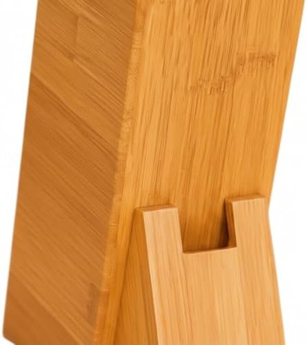 Bambu Ahşap Bıçak Standı – 220 mm Eğik Tasarım, Kaymaz Tabanlı, Çoklu Bıçak Yuvalı, Modern ve Doğal Mutfak Düzenleyici