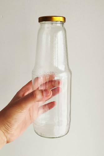 Alternative view of 1000 ml Şeffaf Meyve Suyu Şişesi, Meşrubat, Limonata Şişesi Metal Kapaklı 1000 Cc Boş Cam Şişe (2, Altın Kapak, 1000, Mililitre)