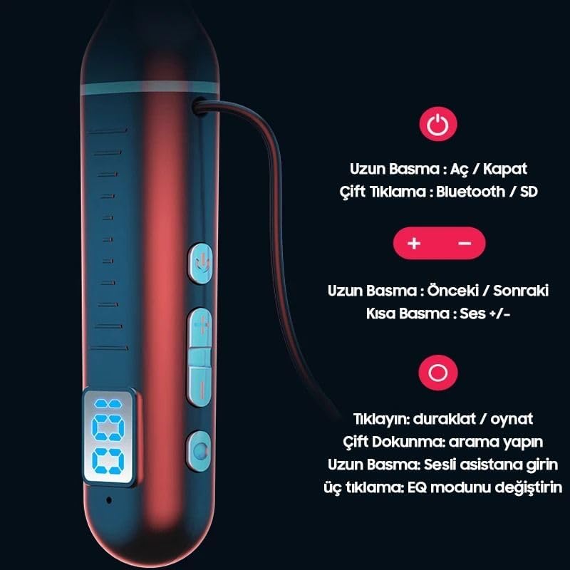 Alternative view of Turco 600 Saat Boyundan Askılı Bluetooth Kulaklık – Konforlu & Çift Mikrofonlu (Siyah)