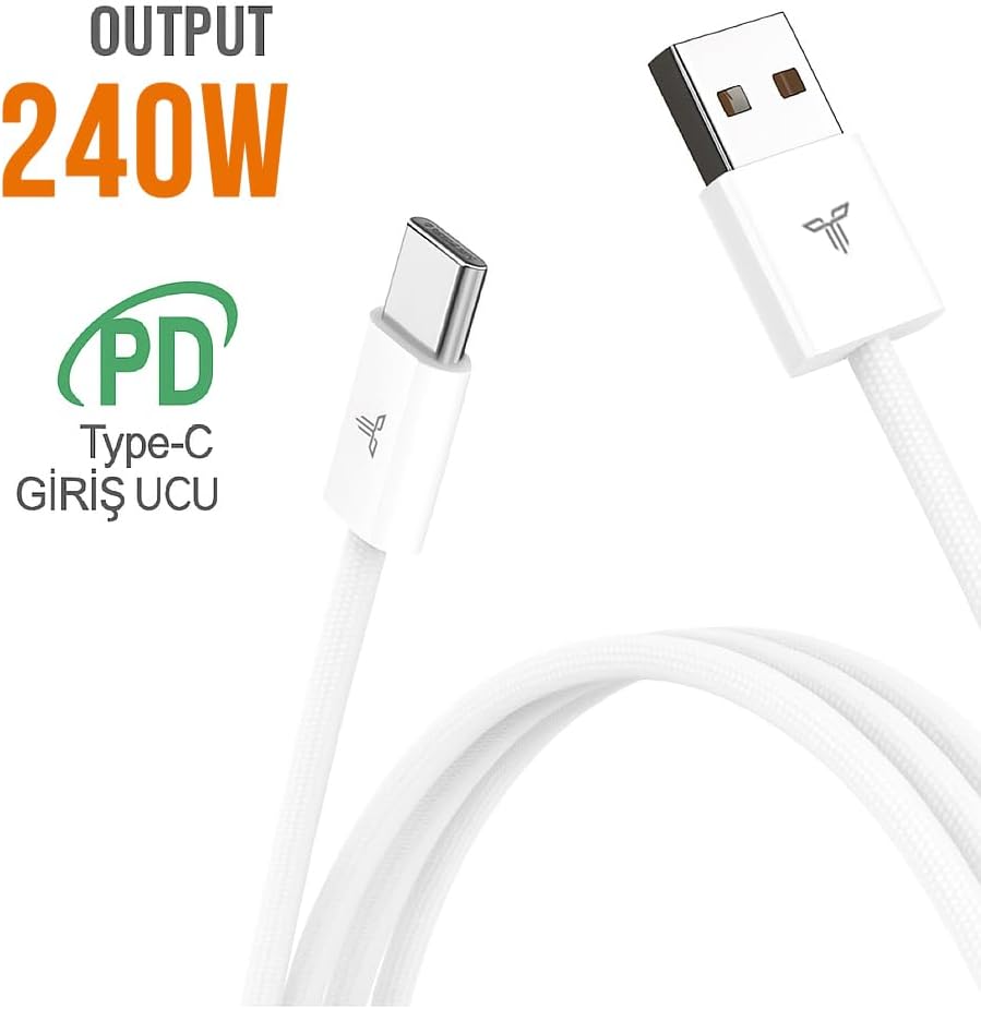 TURBO Saniye Göstergeli USB Type-C Şarj Kablosu - Hasır Kırılmaz Özel Kablo