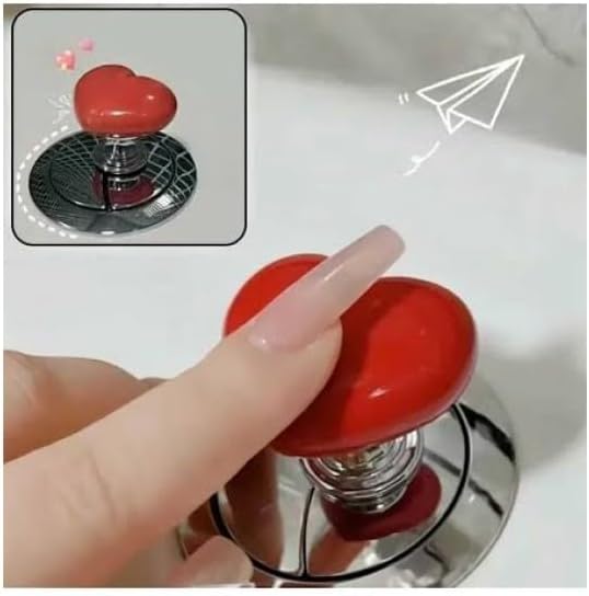 Alternative view of Kalp Tasarımlı Klozet Sifon Tuşu Kırmızı, Yapışkanlı Kolay Montaj, Dekoratif Banyo Aksesuarı, Estetik Basmalı Tuş Aparatı