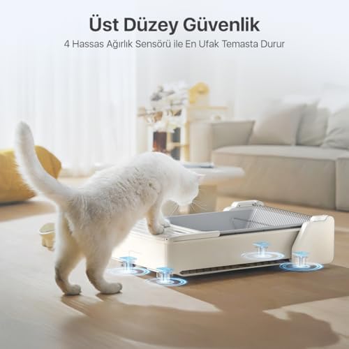 UBPet UCAT C31 Açık Tasarımlı Akıllı Otomatik Kedi Tuvaleti | Mobil Uygulama Kontrollü, Otomatik Temizleme, 38 dB Sessiz