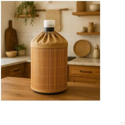 Alternative view of Bambu Su Sebili Damacana Kılıfı – Dekoratif, Toz ve Güneş Koruyucu, Doğal Bambu Kaplama, Kumaş Büzgülü Üst Kapak, 19 L Damacana Uyumlu
