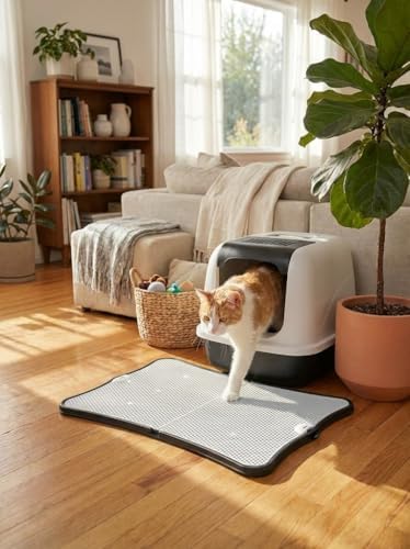 Alternative view of 45x53 cm Silikon Katlanabilir Kedi Kumu Paspası – Çift Katmanlı Kedi Tuvalet Önü Paspası, Elekli, Kaymaz, Su Geçirmez, Kolay Temizlenebilir, Katlanabilir Kedi Tuvalet Paspası
