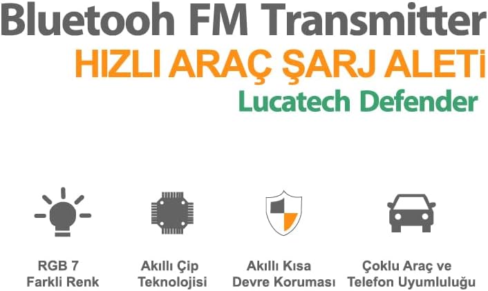 USB + Hafıza Kart Uyumlu FM Transmitter - Araç Şarjı ve Bluetooth Kiti
