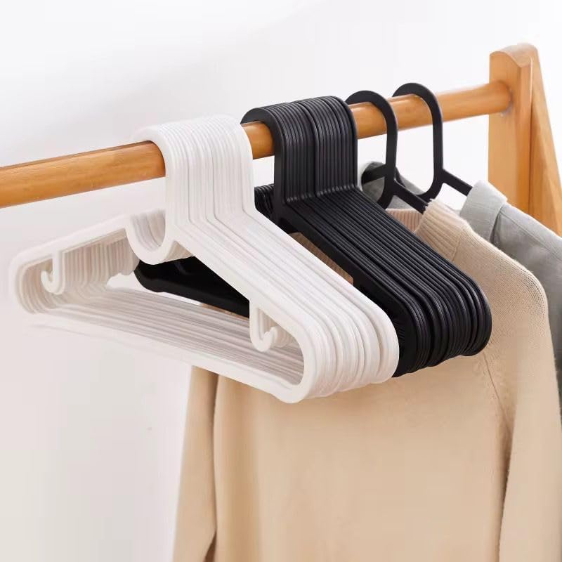 30 Adet Slim Plastik Elbise Askısı, Gardrop İçin Alan Tasarruflu Pantolon Gömlek Ceket Etek Askısı, Kıyafet Askısı, 38.5 cm x 18 cm (30, SİYAH)
