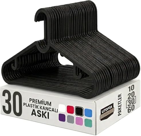 Alternative view of 30 Adet Slim Plastik Elbise Askısı, Gardrop İçin Alan Tasarruflu Pantolon Gömlek Ceket Etek Askısı, Kıyafet Askısı, 38.5 cm x 18 cm (30, SİYAH)
