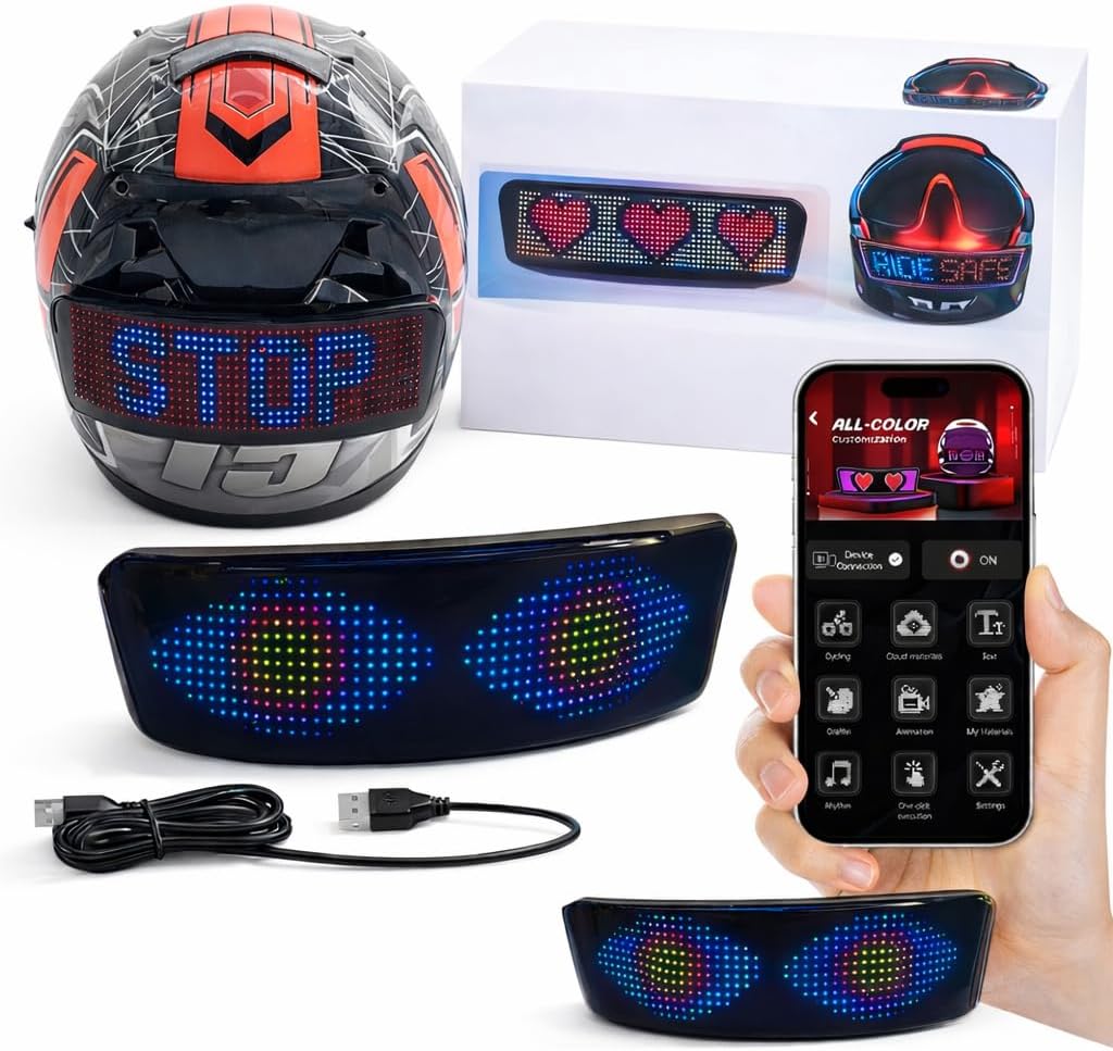 Alternative view of Motosiklet Kaskı LED Panel - Bluetooth Uygulamalı, USB Şarjlı, Programlanabilir Arka Işık & Sinyal Gösterge Ekranı, Gece Sürüş Güvenliği İçin Akıllı LED Kask Aksesuar- Motor Aksesuar-SH
