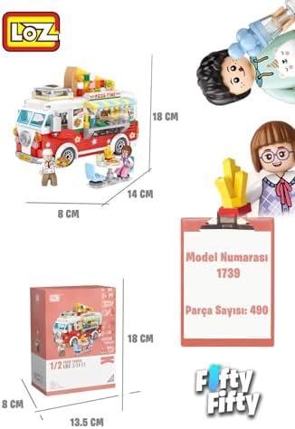Loz Mini Block Serisi Truck/pizza Kamyonu -LZ1739 (490 Parça) Oyuncak Yapım Seti