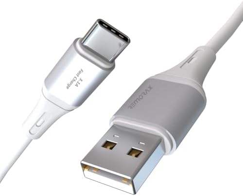 Wahoo USB A-C 3.1A Hızlı Şarj Kablosu, Beyaz/Gümüş Metal (100 CM)
