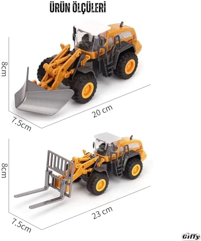 Alternative view of Oyuncak Metal Başlıklı İş Makinaları Seti Ekskavatör Kar Küreyici Forklift Silindir 4 Ü 1 Arada Set