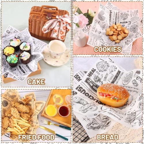 100 Adet Gazete Desenli Yağ Geçirmez Sunum Kağıdı 25x35 cm | Hamburger,, Mangal ve Paket Servis İçin Gıda Altlığı