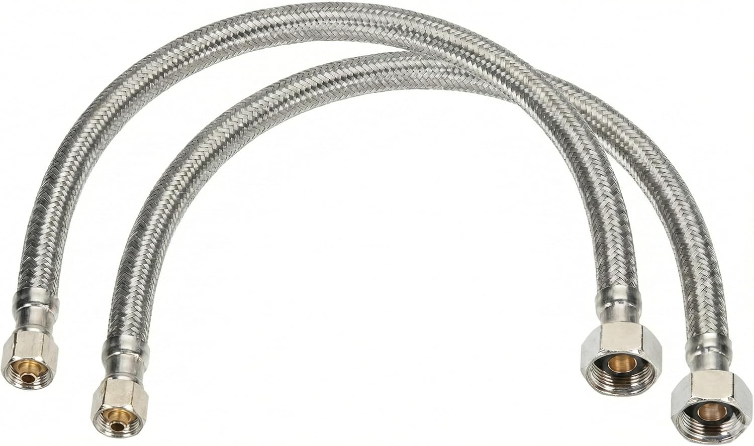 2 Adet 3/8" - 3/8" Dişi Çelik Örgülü Hortum (50 cm) - Klozet ve Rezervuar Su Bağlantı Spirali - Paslanmaz Esnek Tesisat Borusu ve Ara Musluk Bağlantısı (2'li Eko Paket)