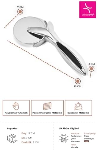 Alternative view of Kaydırmaz Tutamaklı Paslanmaz Çelik Pizza Dilimleyici – Metalik