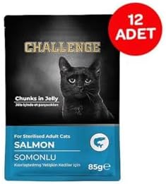Challenge Somonlu Kısırlaştırılmış Yetişkin Pouch Yaş Kedi Maması 85 gr x 12 Adet