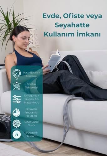 Hava Basınçlı 5 Odalı Bacak Kol Karın Masaj Aleti – Giyilebilir Kontrol Panelli Lenf Drenaj Cihazı