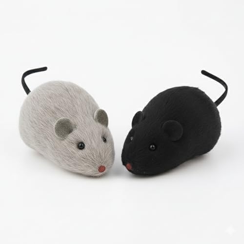 2 Adet Kurmalı Kedi Oyuncağı - Hareketli Fare Şeklinde Peluş Oyuncak Seti - Kediler İçin Etkileşimli ve Av İçgüdüsünü Tetikleyen Eğlenceli Egzersiz Oyuncağı