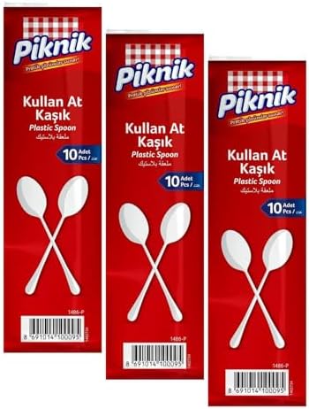 Piknik Kullan-At Plastik Kaşık 10'lu Büyük Beyaz 1486 (3 paketi)