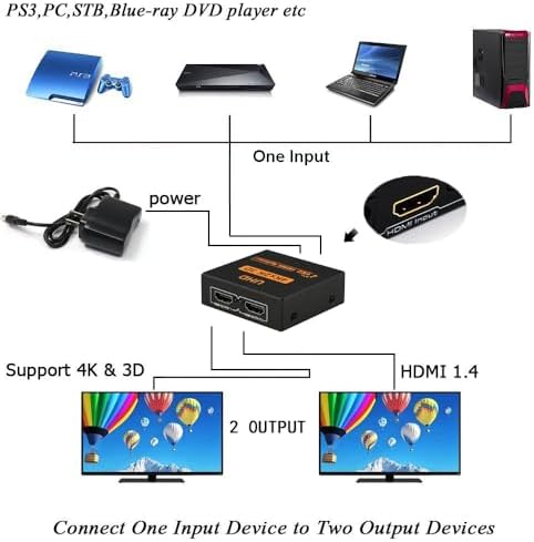 4K Ultra HD HDMI Splitter 1 Giriş 2 Çıkış HDMI Dağıtıcı 3D Destekli Metal Malzeme PS3 HDTV Projektör İçin 1080P 4K 30Hz Çözünürlük, DTS Dolby HD Ses Desteği | CR5