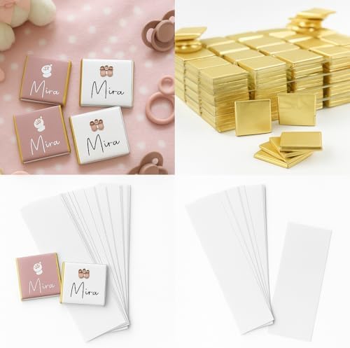 7 cm x 29,7 cm 1.Hamur Etiket - Çikolata ve Hediyelik Ürünler İçin Uygun, Tüm Yazıcı Modelleriyle Uyumlu, 50 Adet Paket
