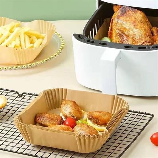 Alternative view of 50 Adet Air Fryer Pişirme Kağıdı Tek Kullanımlık Hava Fritöz Yağ Geçirmez Yapışmaz Kare Tabak Model