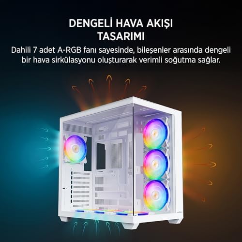 Alternative view of Donkey Stark S801 7xARGB Temperli Cam 650W 80+ Bronze ATX Gaming (Oyuncu) Kasa (Beyaz)