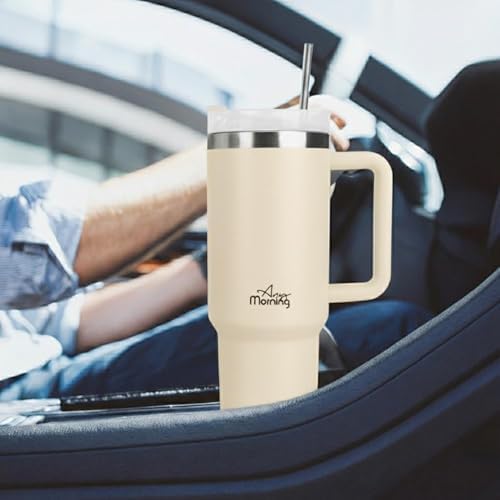 Alternative view of Any Morning Vaha 1200 ml Üç Kademe Çevirmeli Kapaklı Çift Katman Çelik Termos Mug Krem SI2440217