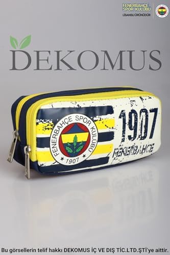 Lisanslı Çift Bölmeli Kalem Çantası, Sarı Lacivert, Dekomus Cep Defteri Hediyeli
