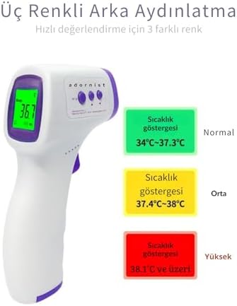 Alternative view of Dijital Temassız Ateş Ölçer – Tabanca Model, Hafızalı, Pilli Termometre – Alın ve Vücut Ölçümü | Bebek, Çocuk, Kedi, Köpek, Nesne ve Yiyecek Ölçümü