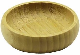 Bambu Çerezlik Kasesi, Mini Yuvarlak Lokumluk, Doğal Ahşap, 8.5 cm Çap, Tek Parça