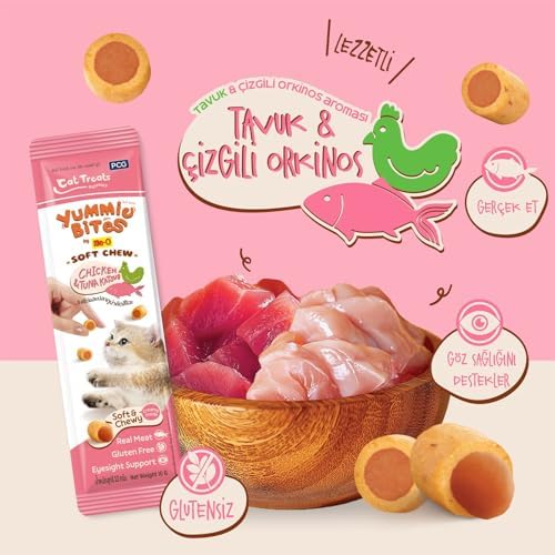 Alternative view of YUMMIE BITES YUMUŞAK ÇIĞNENEBILIR KEDI ÖDÜLÜ TAVUK VE ÇIZGILI ORKINOS AROMALI