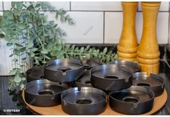 Alternative view of 5'li Siyah Paslanmaz Çelik Kapaklı Küllük Seti | 10 cm 430 Kalite | Restoran, Kafe ve Otel