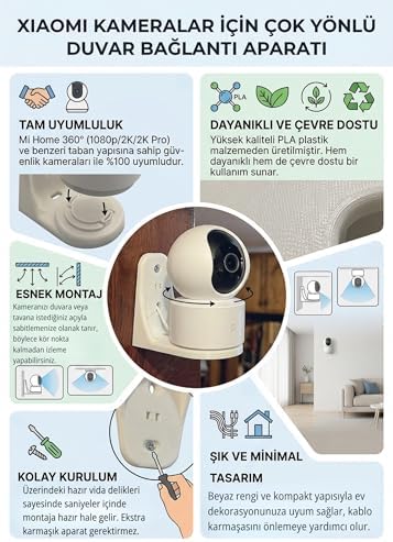Alternative view of Mi 360° Kameralar İle Uyumlu Akıllı Kamera Standı, Duvara Asma Aparatı, 1080p Wifi Bağlantı Aparat, Bebek Kamera Standı, İç Mekan Aparatı, Dış Mekan Bağlantı Aparat