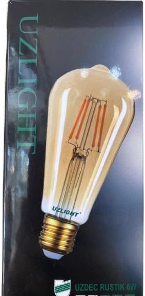 A60 UZLIGHT Rustik LED Ampul 6W E27 BAL Rengi Filament (2 ADET)
