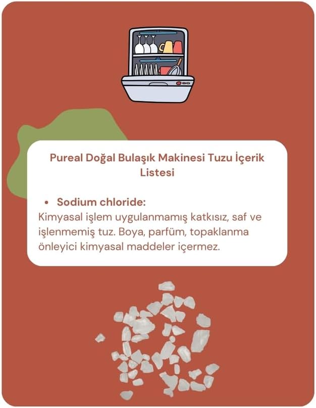 Pureal Doğal Bulaşık Makinesi Tuzu - 100 Yıkama - 3 KG