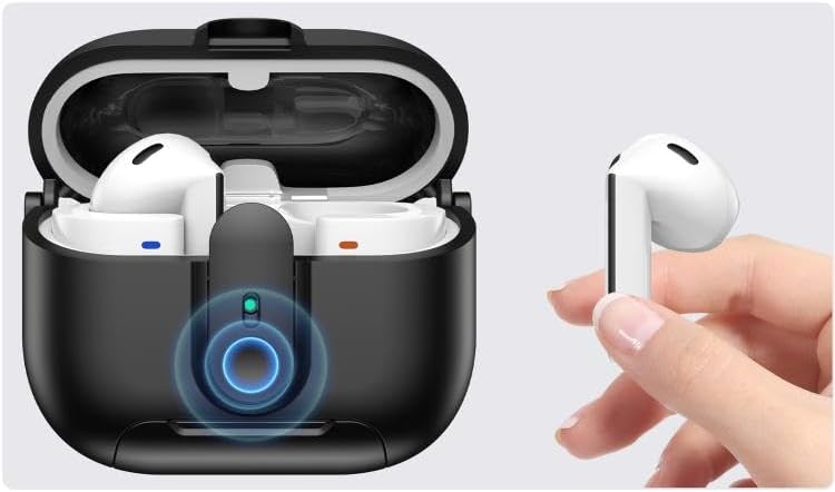 Alternative view of Galaxy Buds 3-Pro-3 FE için -Stant Kulaklık Kılıfı Tek Parça Dizayn Çizilme ve Darbe Önleyici Buds 3 Pro Koruyucu Rahat Tutuşlu Güvenli Kilit Tasarımlı Buds 3 Pro Kılıfı (Siyah)